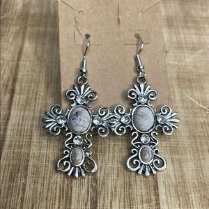 Elegant Silver Cross Earrings